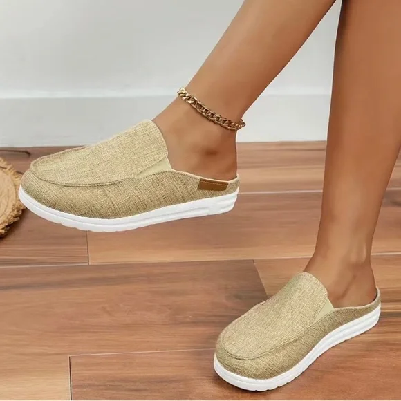 New in package tan womens mules slip on 7.5 or 8 - Picture 2 of 2